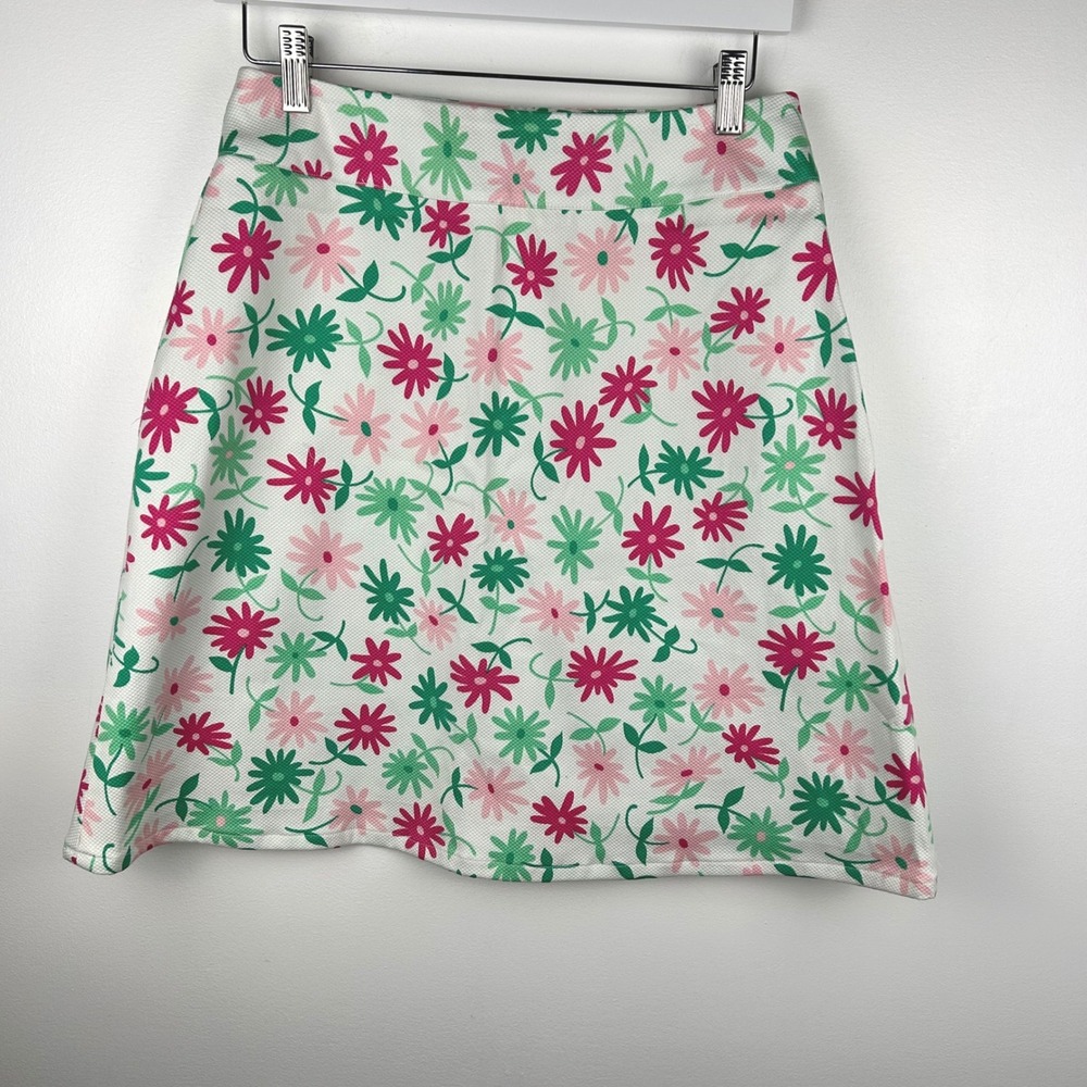 Josephine Chaus Womens White Pink Green Floral Daisy A-Line Mini Skirt‎ Size 6